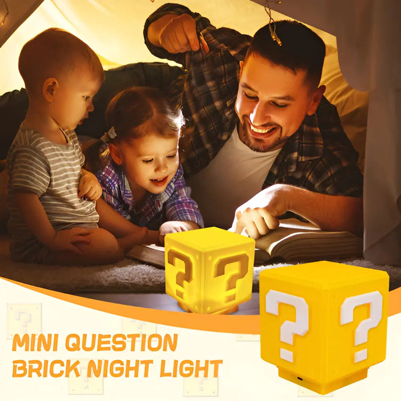 Lámpara De Mesa Mario Bros Cubo,led Luz De Noche Recargable Luz Nocturna De Signo De Interrogación 1w