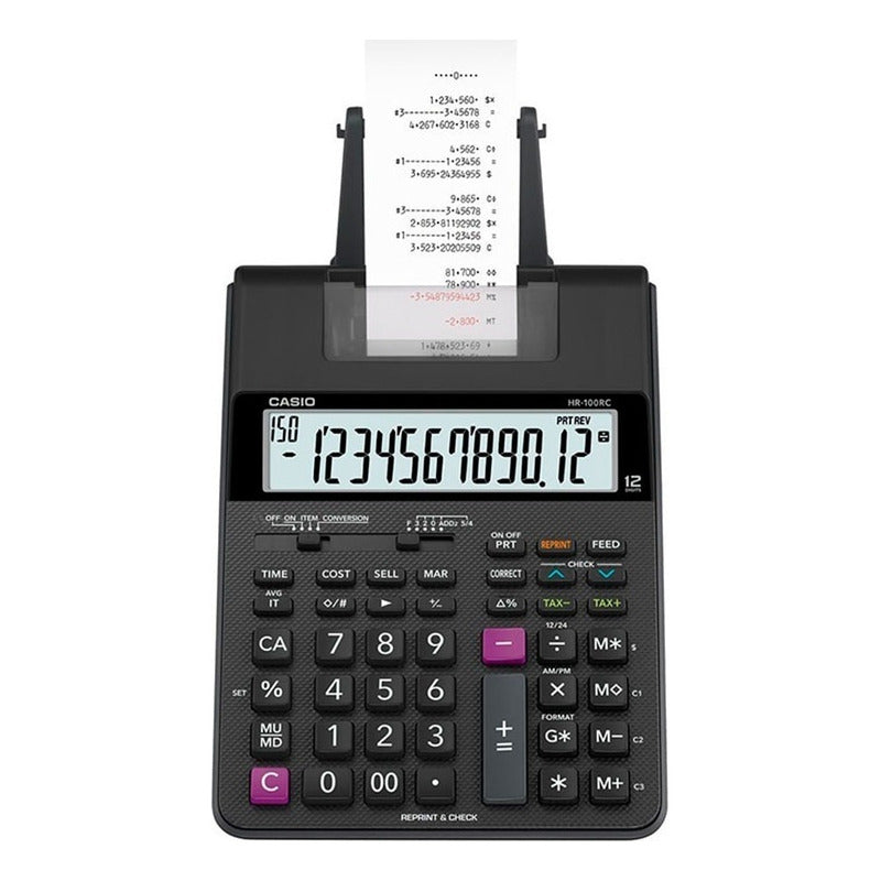 Calculadora Casio Hr-100 De Escritorio Imprime A Dos Colores Negro