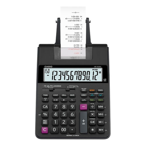 Calculadora Casio Hr-100 De Escritorio Imprime A Dos Colores Negro