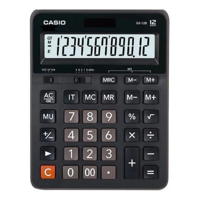 Calculadora Casio Gx-12b A Pila  Numeros Grandes 12 Dígitos Negro
