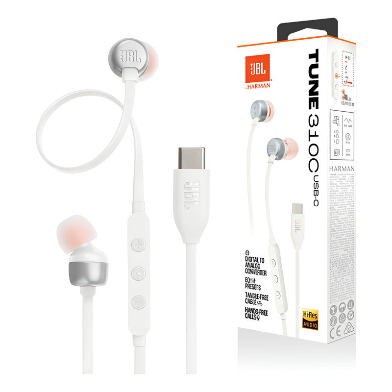 Auricular Jbl Tune 310c Conexion Tipo C Blancos Blanco