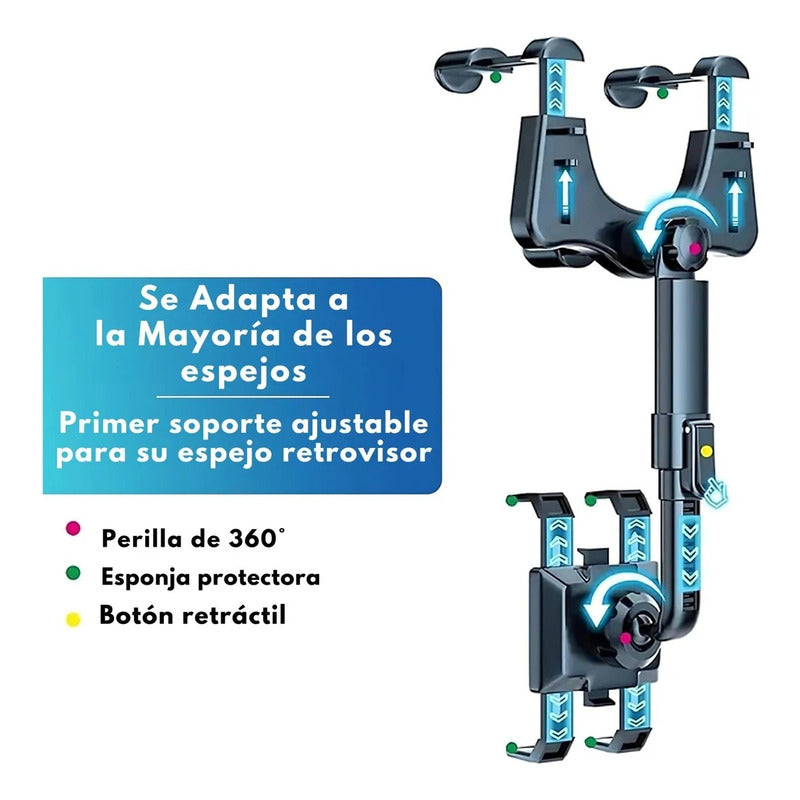 Soporte Celular Universal Auto Espejo Retrovisor Color Negro Negro