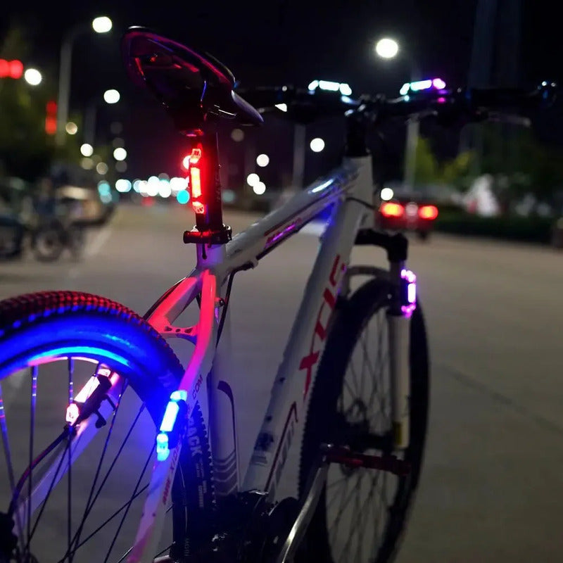 Kit Luces Led Delantera Y Trasera Bicicleta Recargable Usb Negro