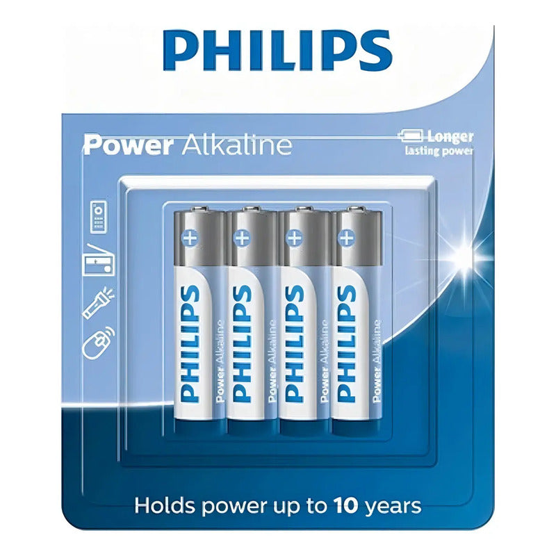 Pilas Power Alcalinas Aaa Philips Blister X 4 Unidades
