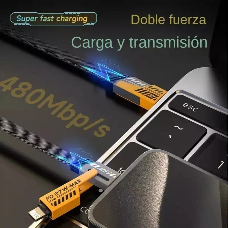 Cable De Carga Rapida 4 En 1 Negro