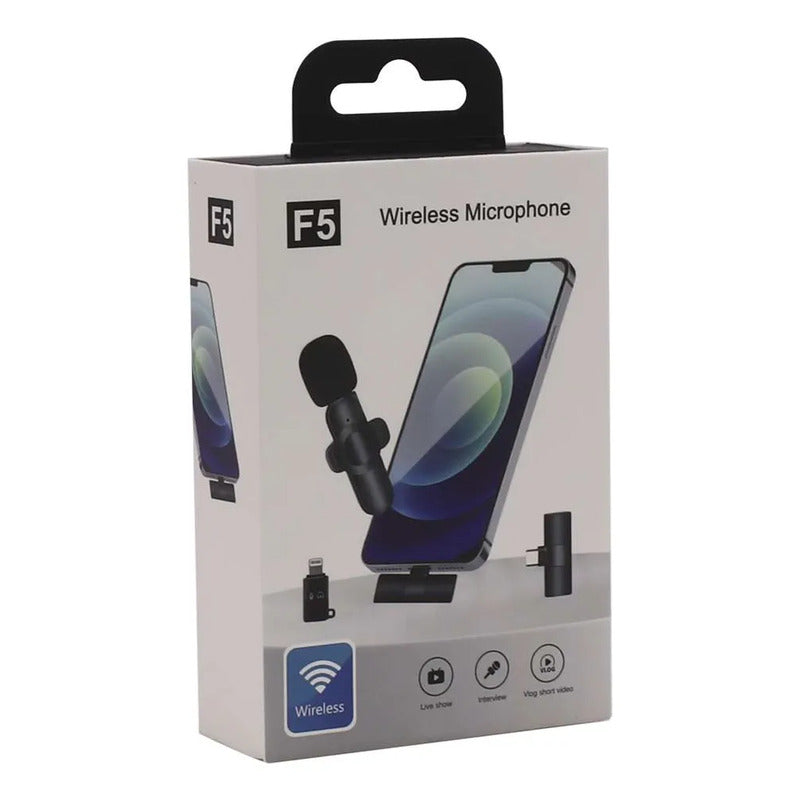 Microfono Solapero Inalámbrico Para Celular C/ Puerto Tipo C Negro