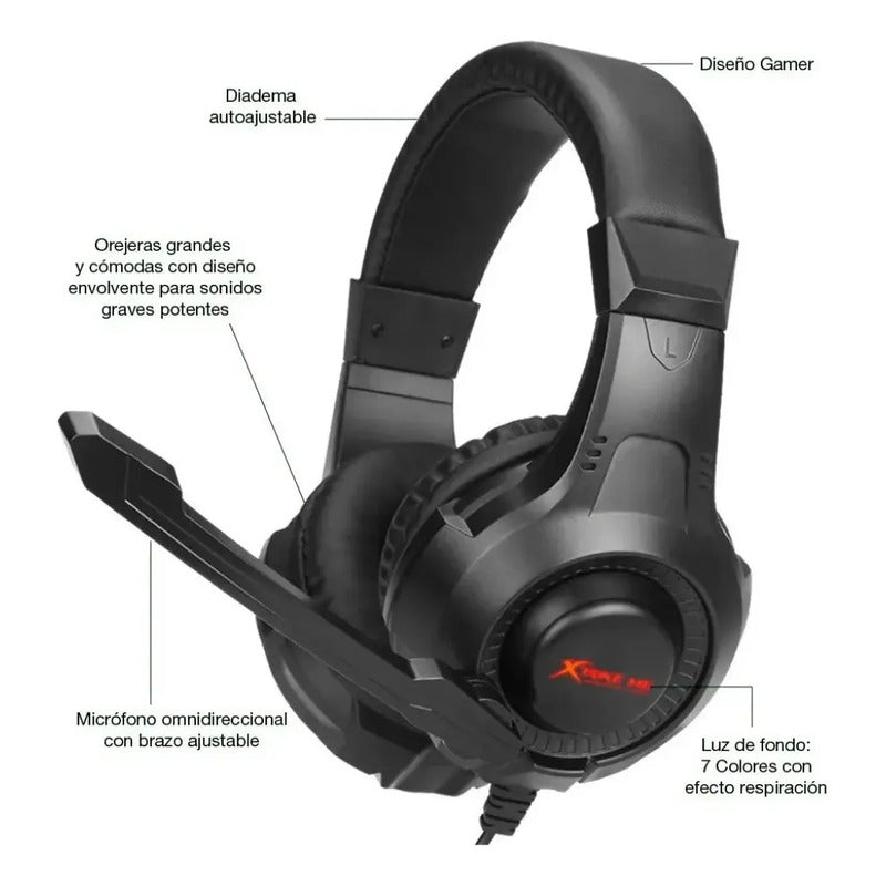 Auriculares Gamer Xtrike Me Hp-311 Negro Con Micrófono Negro