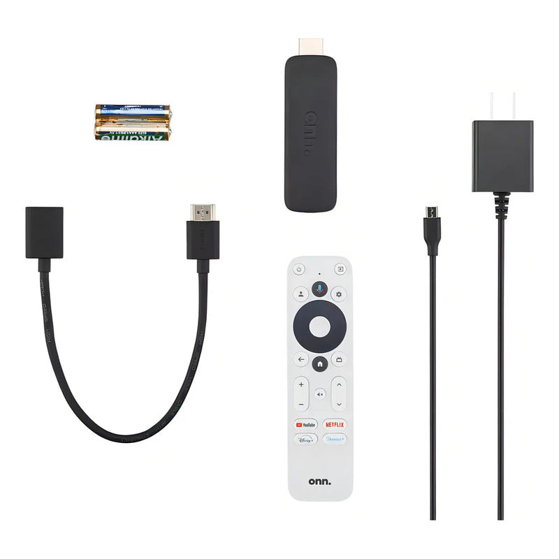 Chromecast Google Onn Full Hd 8 Gb 1,5 Gb Ram Control Remoto - Negro - De Voz