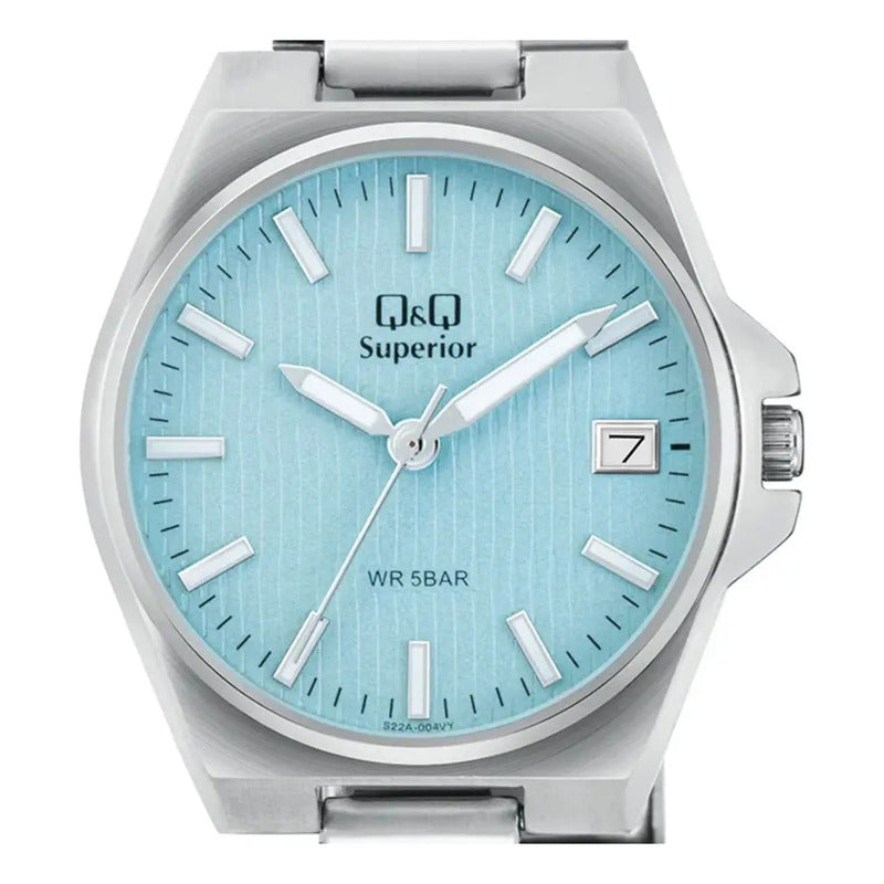 Reloj Q&q Metal S22a-004vy Plateado Plateado Celeste