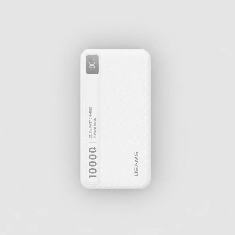 Cargador Portátil Usams Power Bank 10000 Mah Usb + Usb C Blanco