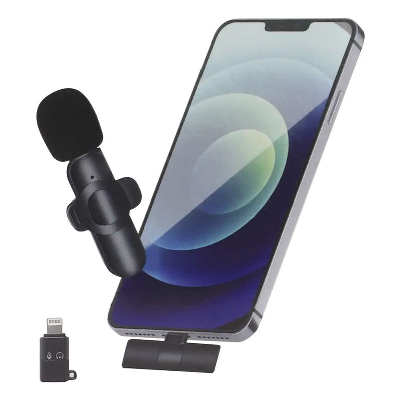 Microfono Solapero Inalámbrico Para Celular C/ Puerto Tipo C Negro