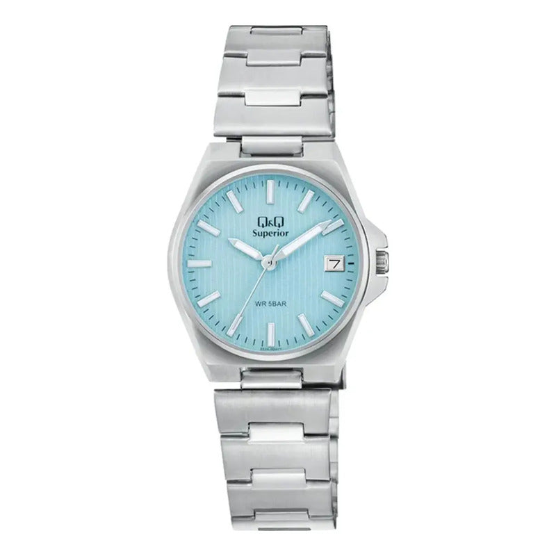 Reloj Q&q Metal S22a-004vy Plateado Plateado Celeste