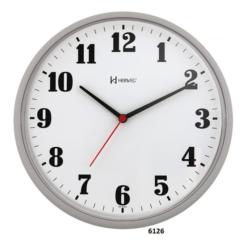 Reloj De Pared Analógico Herweg 6126 Con Diseño Moderno 26cm Blanco
