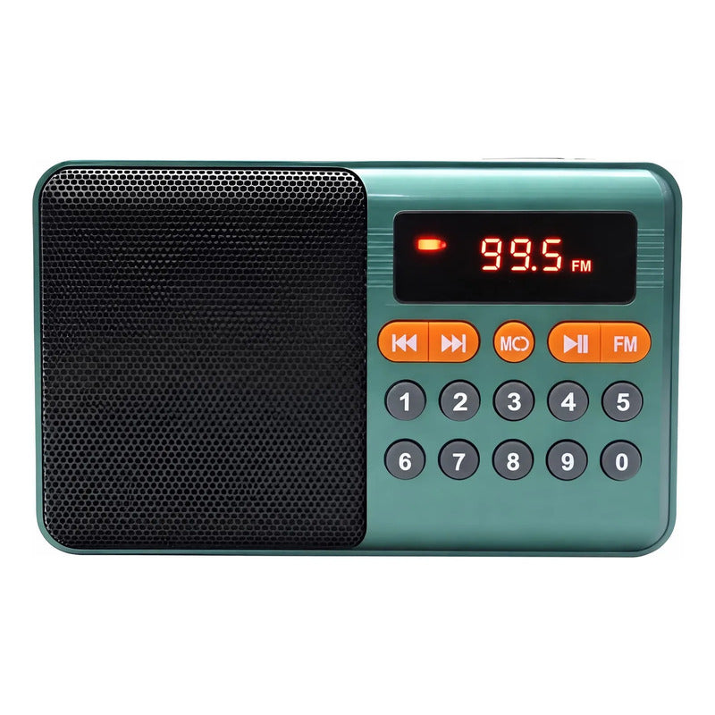 Radio Portátil Bluetooth Digital Fm Usb Mp3 Recargable Verde Oscuro