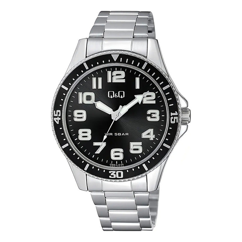 Reloj Q&q Metal Qb64j225y Plateado Negro