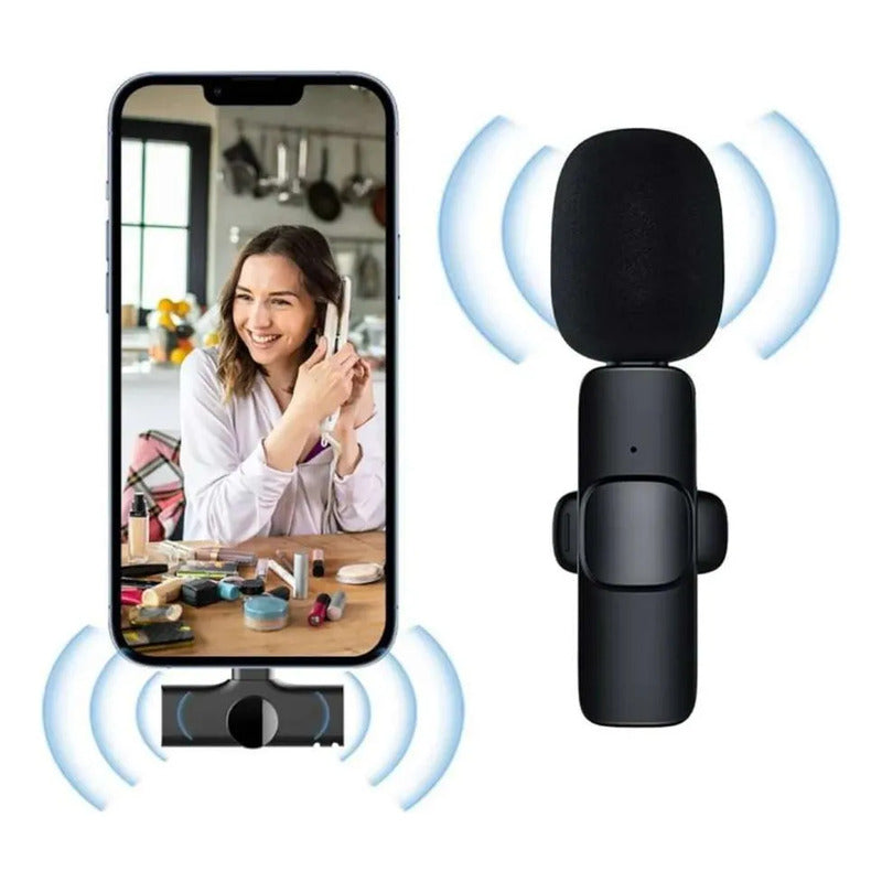 Microfono Solapero Inalámbrico Para Celular C/ Puerto Tipo C Negro