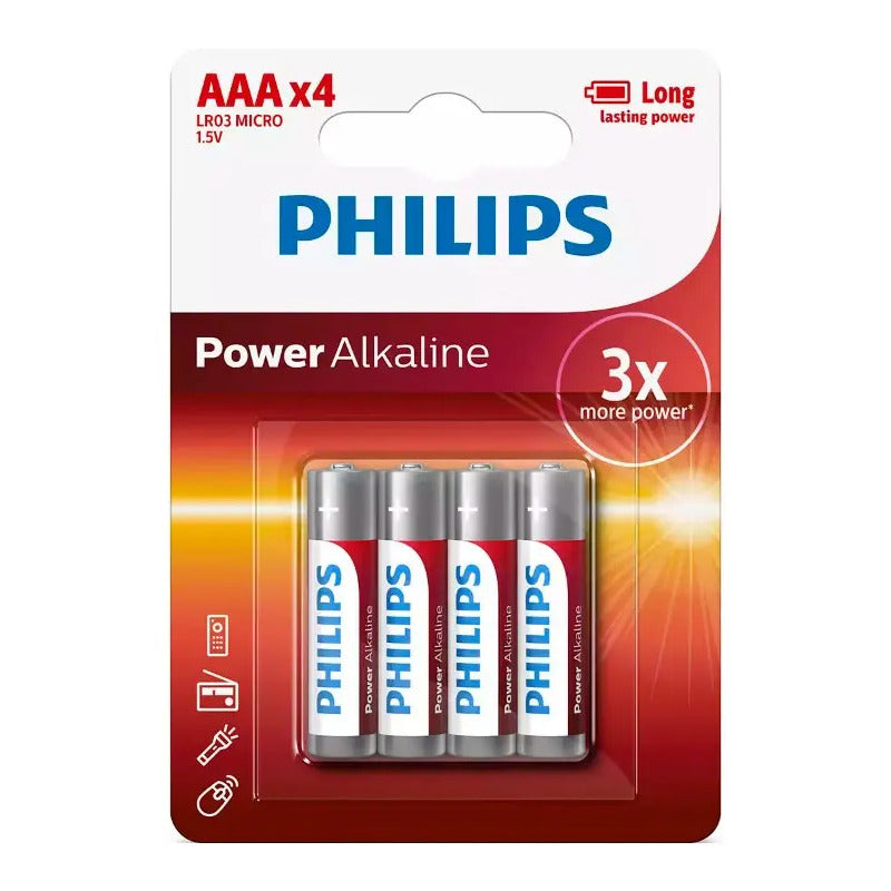 Pilas Power Alcalinas Aaa Philips Blister X 4 Unidades
