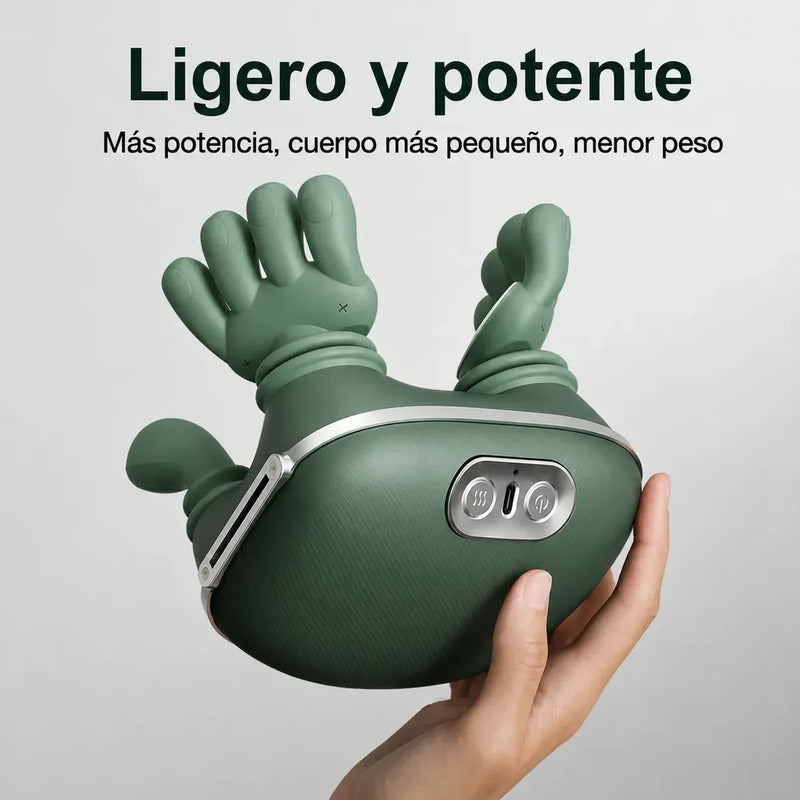 Masajeador Cervical Cuello Hombros Recargable Calor Manitos Verde Musgo