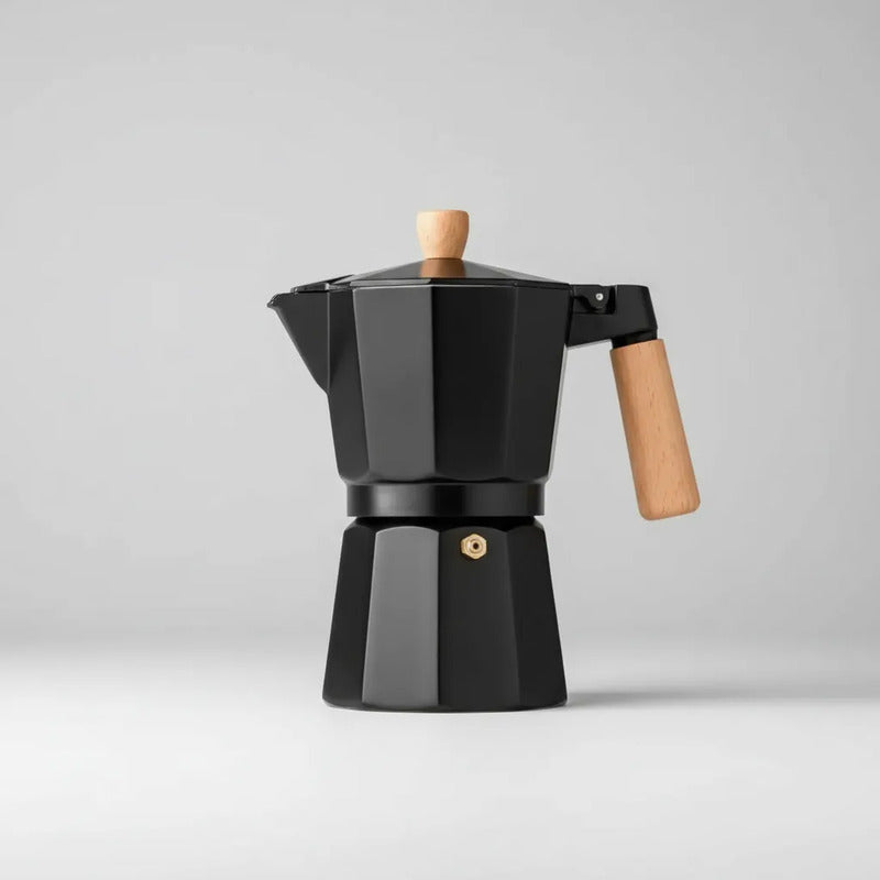 Cafetera Tipo Italiana 6 Tazas Cafe Expreso Negra Negro