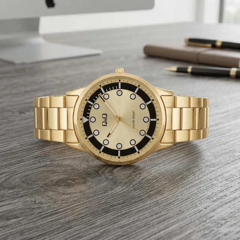 Reloj Qyq Metal Dorado Q50b007py Dorado