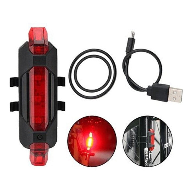 Luz Led .destellador Bicicleta. Recargable Usb. Gran Canal