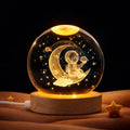 Lampara Veladora Bola Cristal Luz Led 3d Usb Madera Astronauta 1