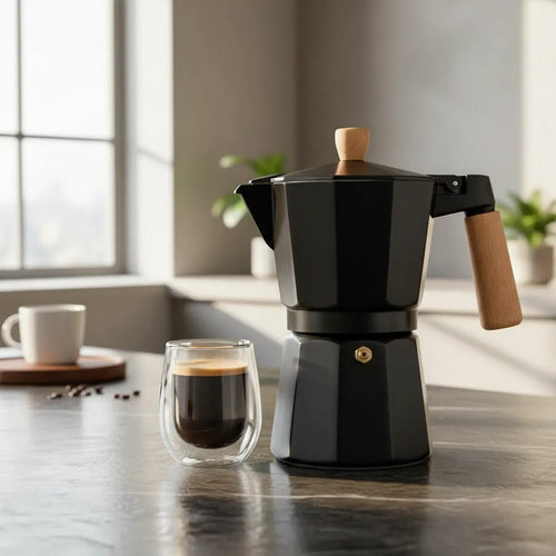 Cafetera Tipo Italiana 6 Tazas Cafe Expreso Negra Negro