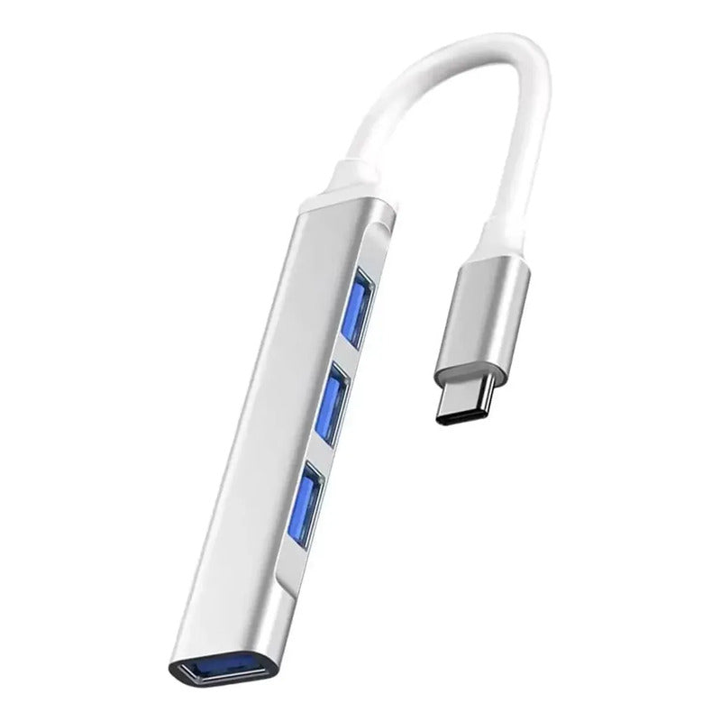 Hub Usb 3.0 Tipo C, Extensor Multifunción Usb De 4 Puertos Plateado