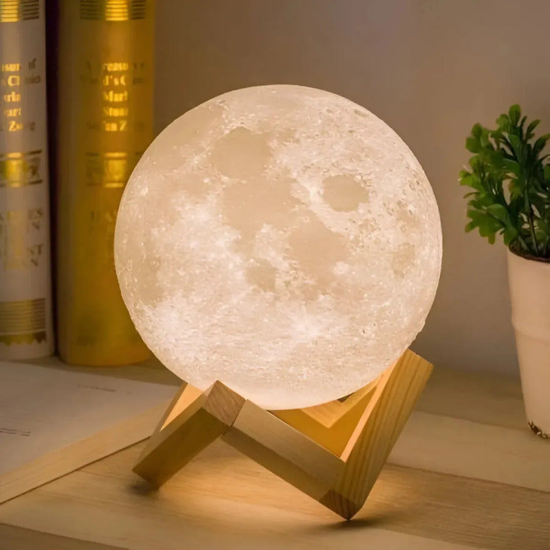 Veladora Lampara Luna 3d Cálida Recargable Táctil Luz Cálida