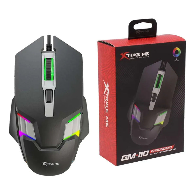 Mouse Alambrico Gamer Xtrike Me Rgb 3600 Dpi Sensor Optico Negro