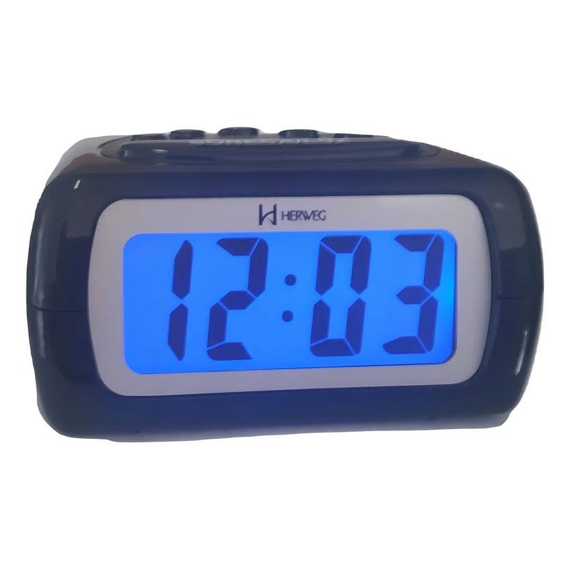 Reloj Despertador Digital Negro Herweg 2981 034 Azul