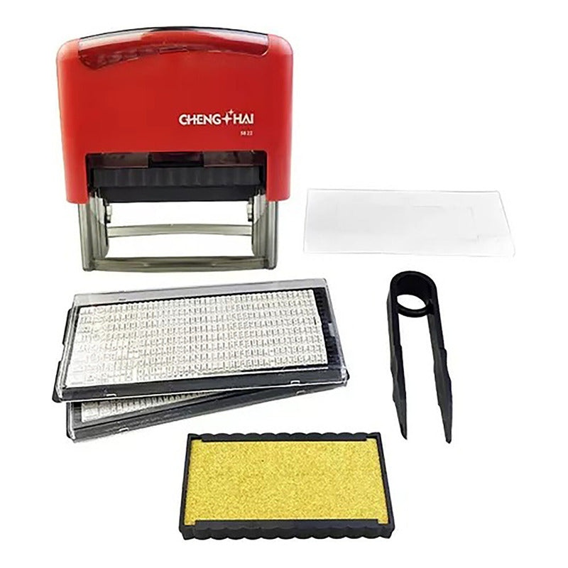 Sello Editable Auto Entintable Tinta Negra. Negro Rojo