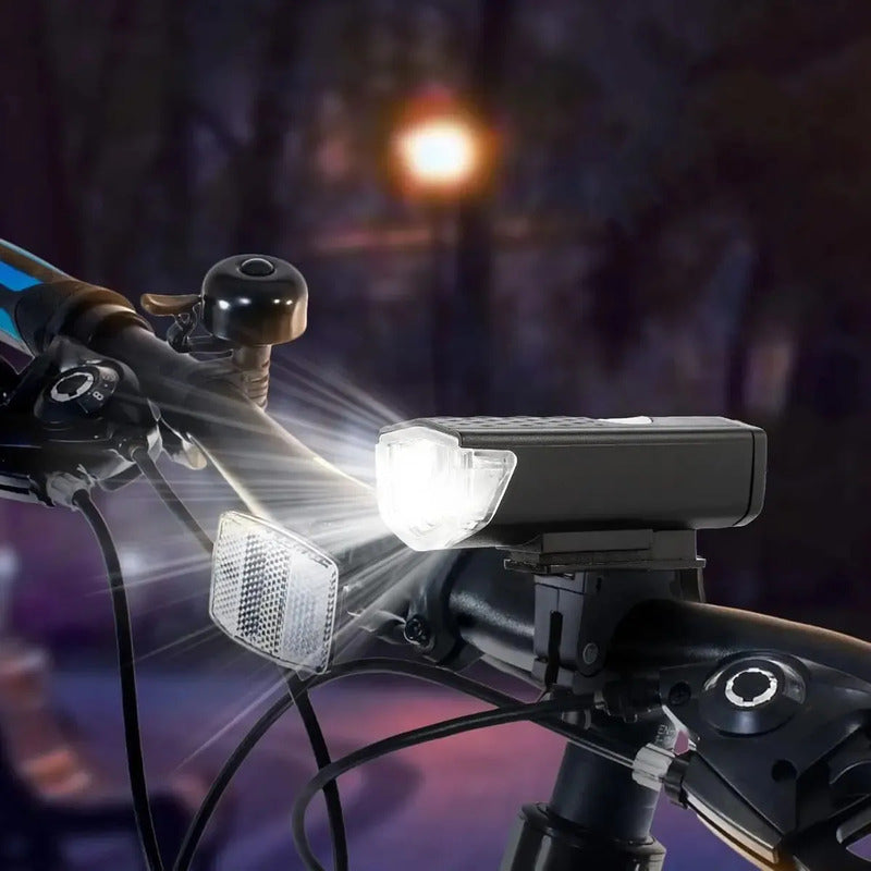 Kit Luces Led Delantera Y Trasera Bicicleta Recargable Usb Negro