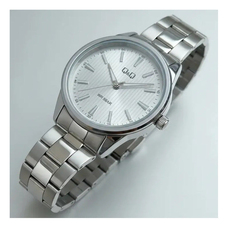 Reloj Análogo Q&q Qz94j201y Acero Inoxidable Plateado