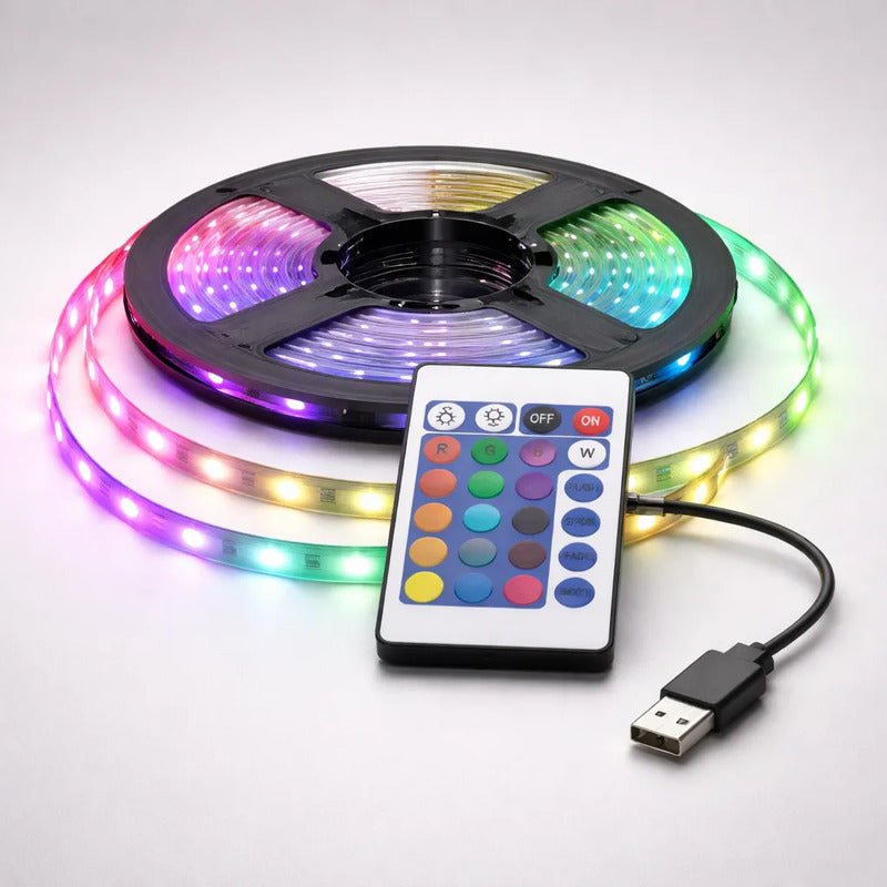 Tira De Luz Led Rgb Usb De 3 Metros Con Control Rgb