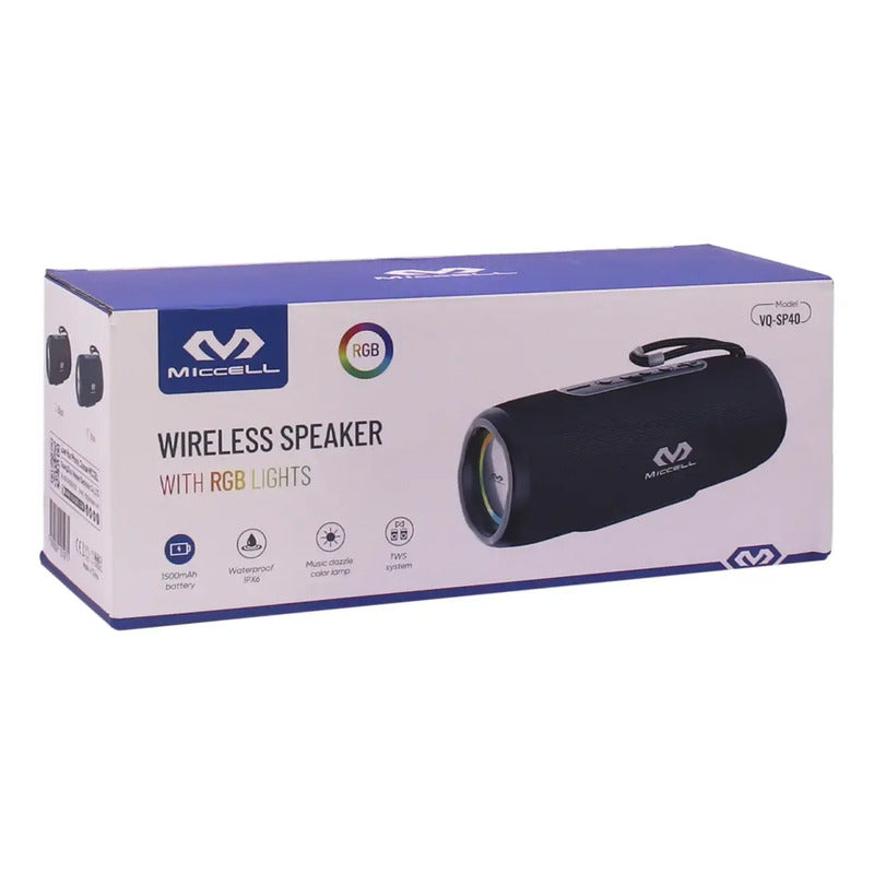 Parlante Portátil Miccell Sp40 Con Luz Rgb Bluetooth Negro