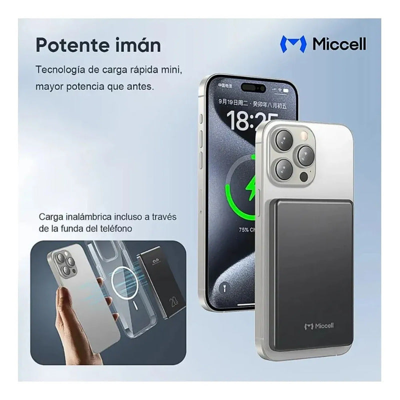 Power Bank Miccell 10000mah P31 Magsafe Magnetico 20w