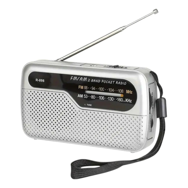 Radio Portátil De Bolsillo Am Fm R-898 Plateado