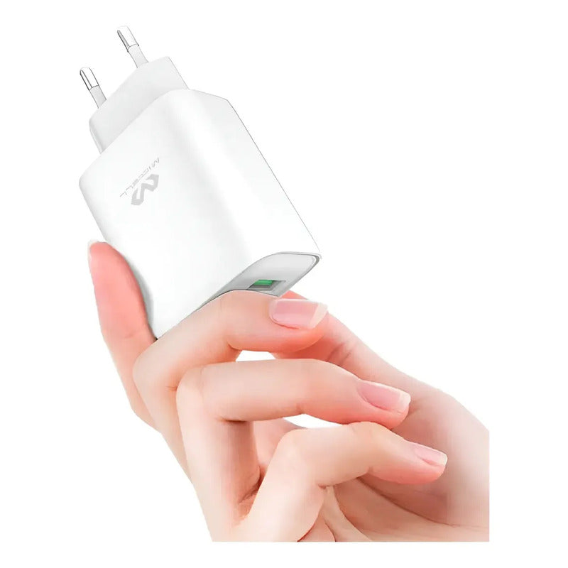 Cargador Usb Tipo C + Usb A 45w Apto Para Ceibalita Usb C Blanco