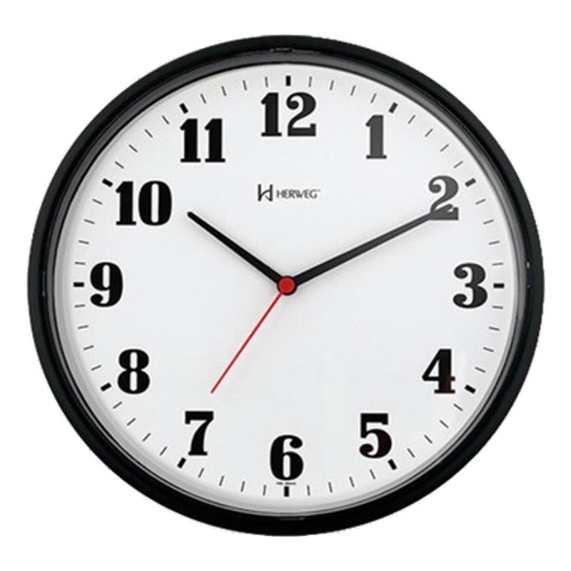 Reloj De Pared Analógico Herweg 6126 Con Diseño Moderno 26cm Blanco