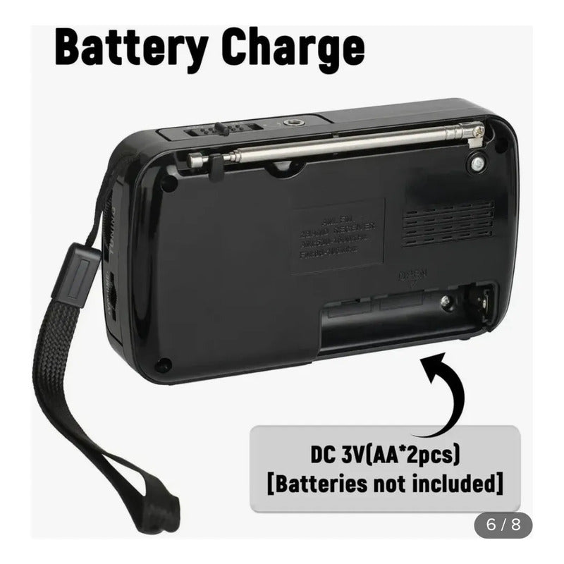 Radio Portátil De Bolsillo Am Fm R-898 Negro