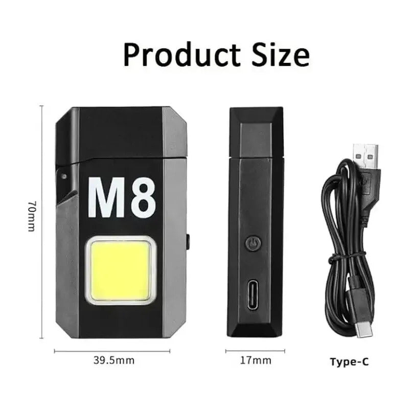 Linterna Led Encendedor M8 Eléctrico Recargable Tipo C Blanco Negro