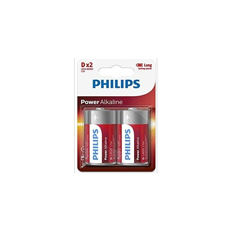 Pack X2 Pila Alcalina Philips Tamaño D. Gran Canal.