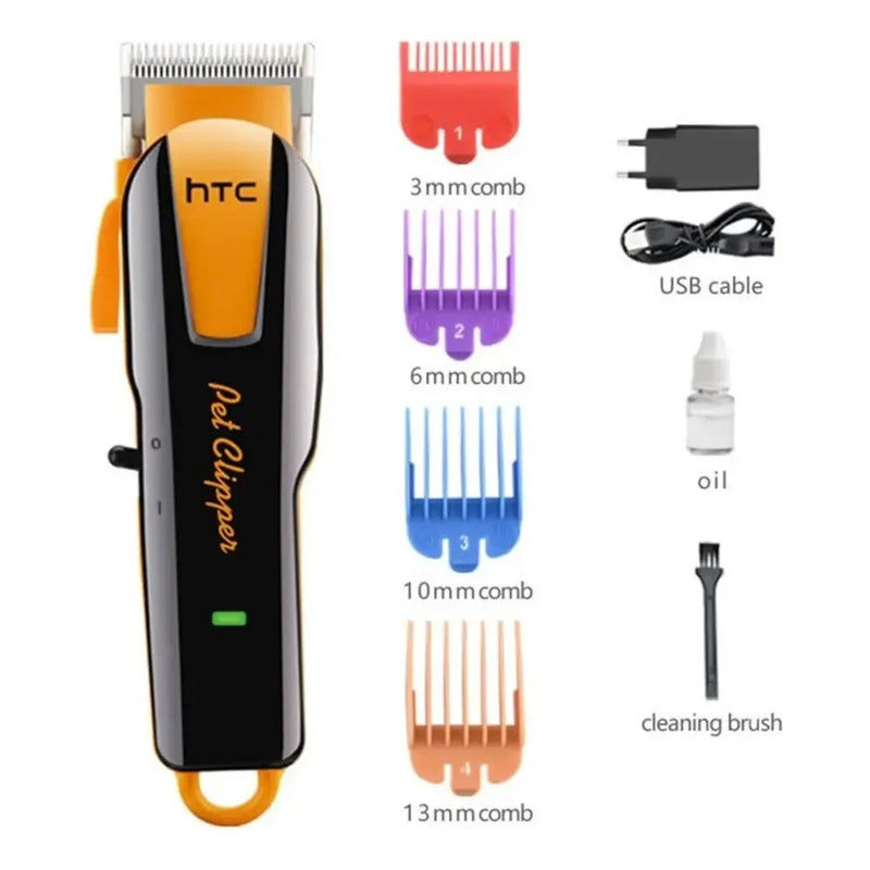 Maquina Corta Pelo Perro Mascota Inalambrica Htc Recargable Negro Y Amarillo