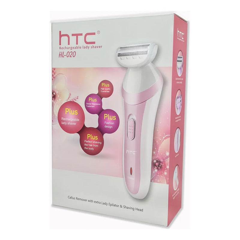 Depiladora Cuerpo Rostro Mujer Recargable Htc Hl-020 Blanco Con Rosado