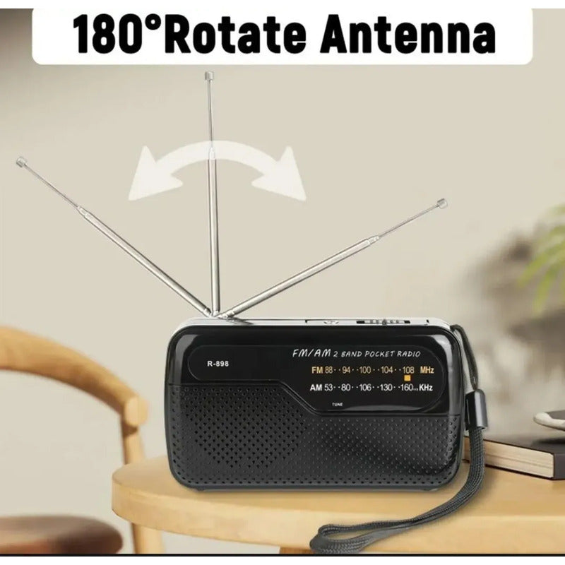 Radio Portátil De Bolsillo Am Fm R-898 Negro