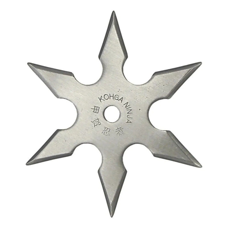 Estrella Lanzadora Ninja Shuriken De 6 Puntas Con Estuche Plateado