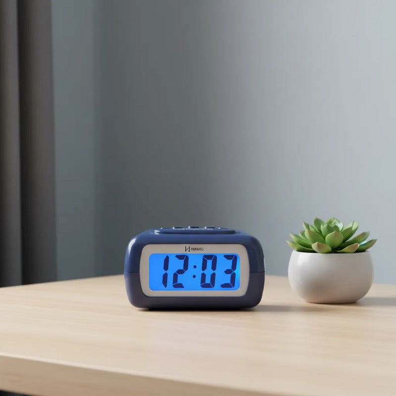 Reloj Despertador Digital Negro Herweg 2981 034 Azul