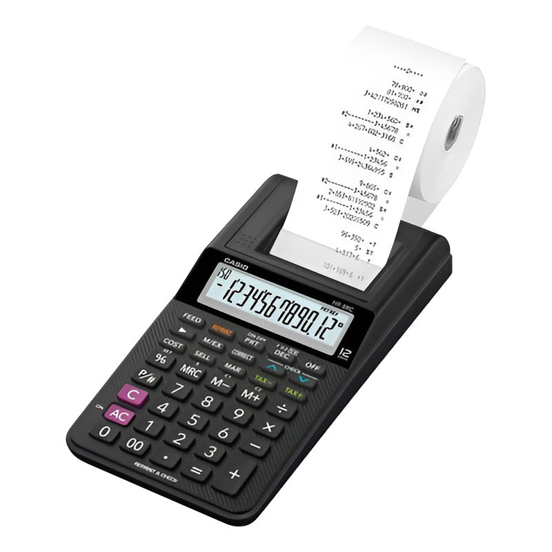 Calculadora Casio Hr-8rc-bk Mini Impresora 12 Dígitos Negro Negro