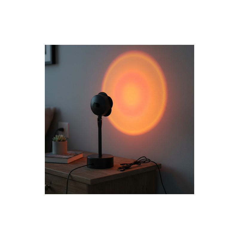 Lampara Mesa Escritorio Atardecer Sunset Flor Proyector Usb Negro